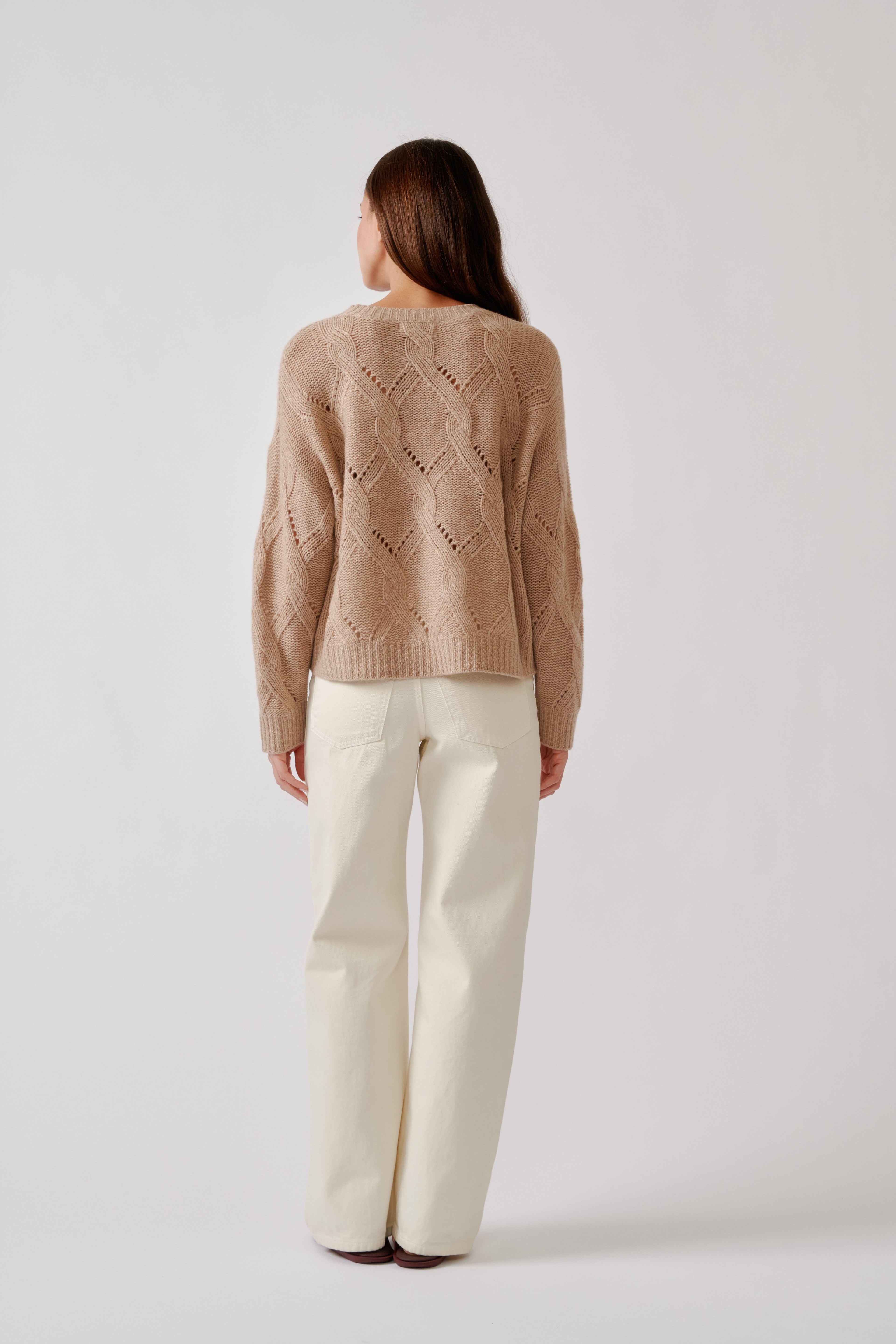 GIA SLOUCHY CREWNECK CASHMERE SWEATER | DUNE HEATHER
