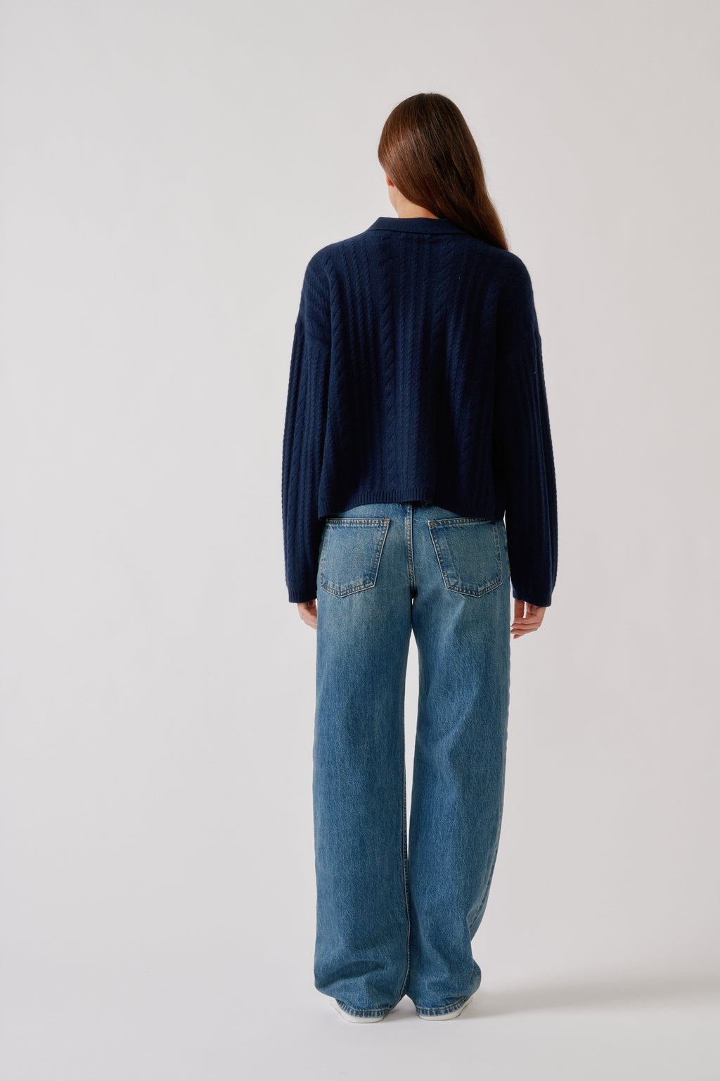 ELSIE RELAXED LS CASHMERE POLO SWEATER | MIDNIGHT NAVY